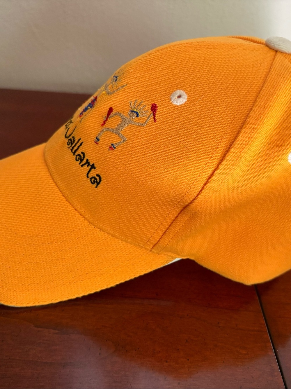 Puerto Vallarta Mexico Hat Yellow Gold Embroidered Vacation Boho Retro Cap - Picture 2 of 4
